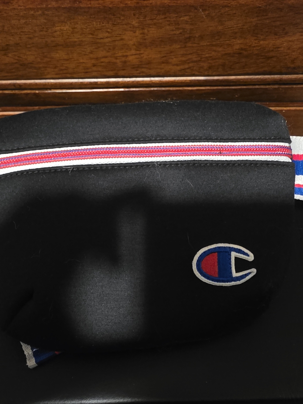 Champion Black Fanny Pack with Red & Blue Accents